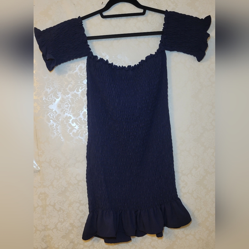 Chic Navy Ruffle Mini Dress